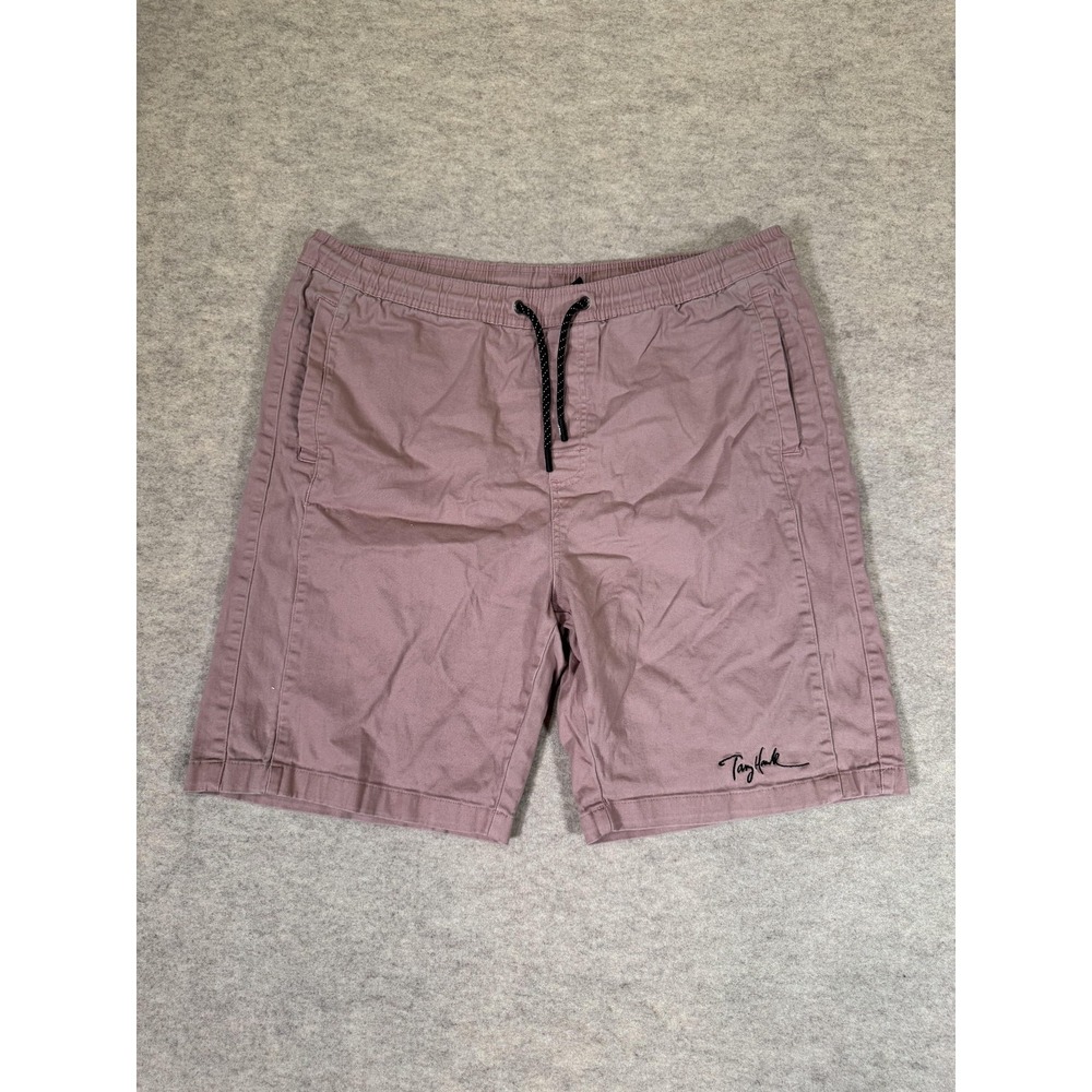 Tony Hawk Shorts Mens XL Pink Chino Elastic Waist Drawstring Casual Stretch